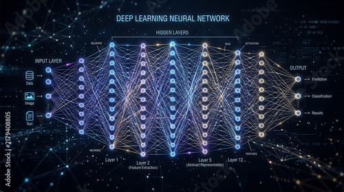 Deep Learning Neural Network Abstract Technology Background.