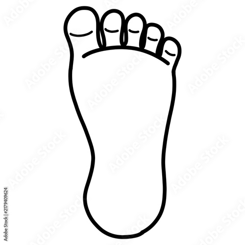 cartoon illustration outline of the foot and toes