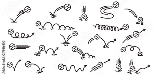 Ball line bounce jump trajectory doodle collection