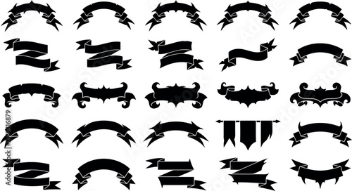 Black vintage style banner and ribbon collection