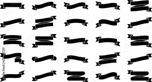 Black vintage style ribbons and banners collection