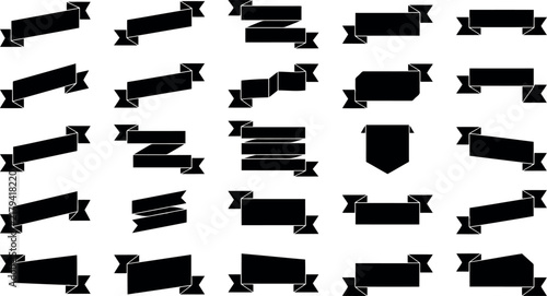 Black banner ribbon collection with tassels