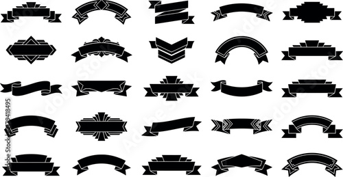 Black vintage banner and ribbon vector designs collection