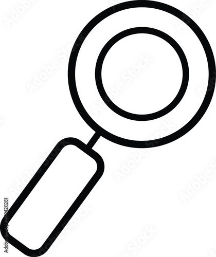Simple black line vector icon of a magnifying glass