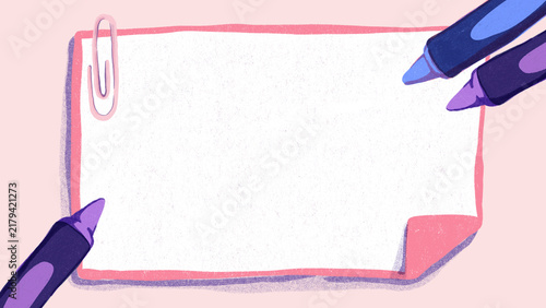 Cuadro en lienzo Cute girly back to school presentation and video cover background of pink sticky