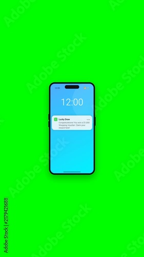 Smartphone Notification Animation with Green Screen Background