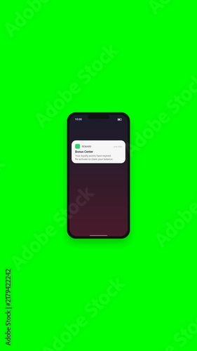 Digital Notification Popup on Green Screen Background