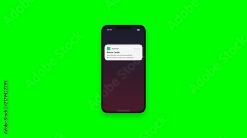 Mobile Phone Notification Alert on Green Screen Background