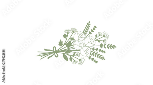 Elegant Minimalist Floral Bouquet Line Art Illustration for Wedding and Celebration Greeting Cards