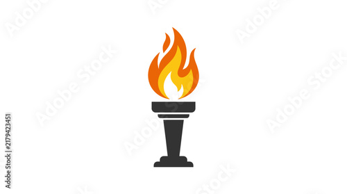 Minimalist burning torch icon representing guidance, victory, and light on a white background