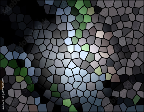 Canvas Print Abstract Gray Stone Mosaic Tiles Background with Muted Green Earth Tones and Cen
