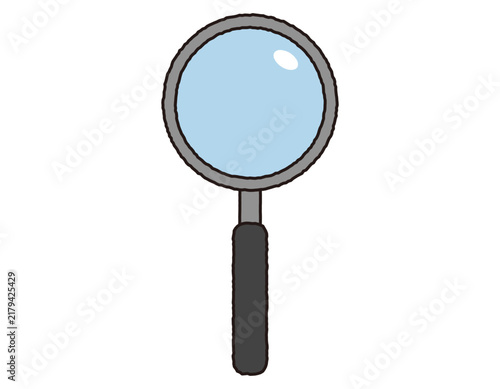 Quadro su tela 水色のレンズの虫眼鏡 検索や調査のイメージに使える手描き風イラスト Magnifying glass for search and research illus