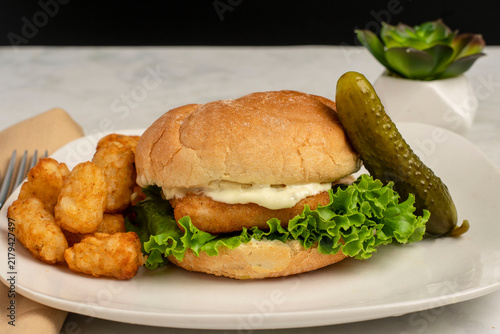 Obraz na płótnie haddock   fillet sandwich  with a  pickle
