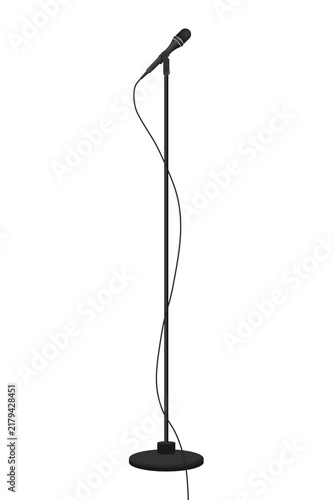 Foto microphone on floor stand with foam