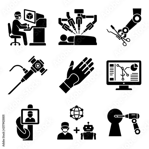 Robotic Surgery and Medical Technology Icons Set