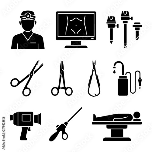 Laparoscopic Surgery Medical Tools and Equipment Icons