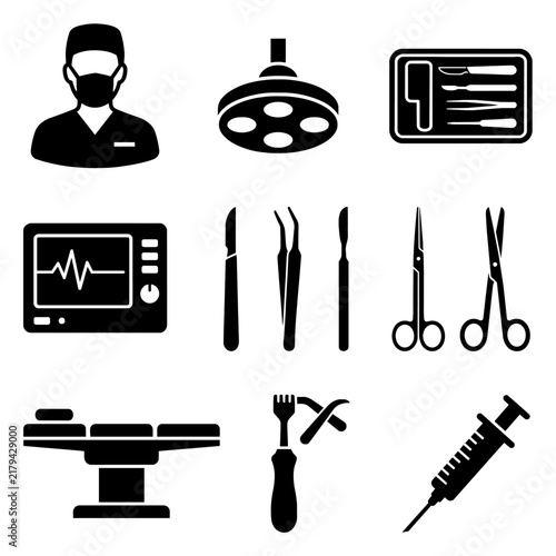 Surgery and Medical Equipment Icon Set