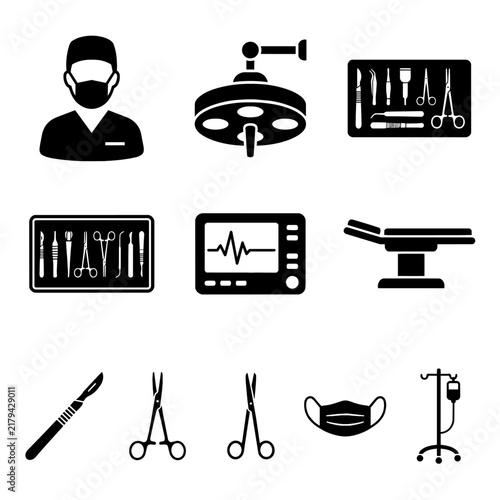 Surgical and Operating Room Equipment Icon Set