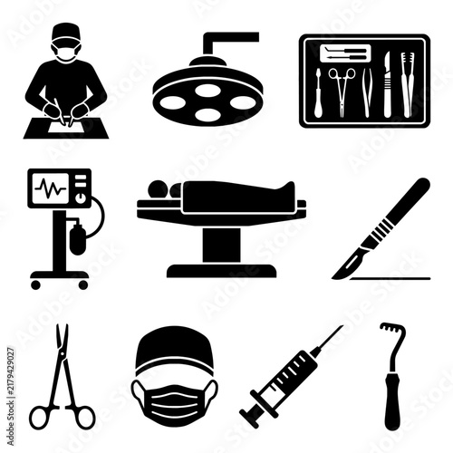 Surgical and Operating Room Equipment Icons Set