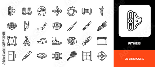 Comprehensive sport and physical exercise line art vector icons collection