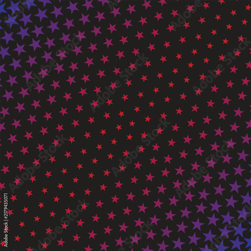 abstact Star Seamless Pattern. Abstract geometric background with blue ,red and black halftone diagonal pettern. Wireframe mesh with magical glow. Vector illustration art.