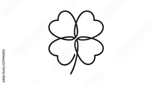Canvastavla elegant clover vector icon with continuous line art, a simple design for luck an