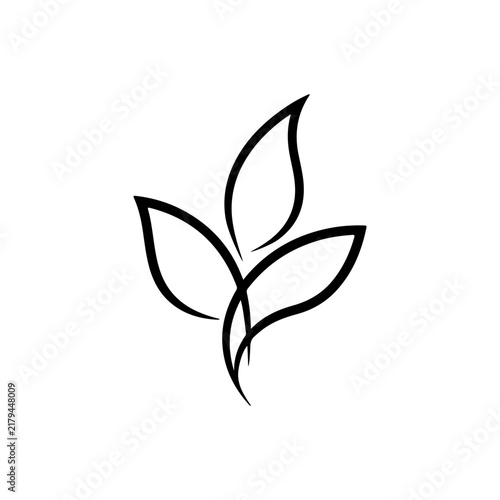 Minimal logo with flowing leaf ribbon silhouette