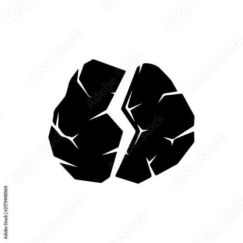 Cracked Rock Vector Silhouette Icon Design