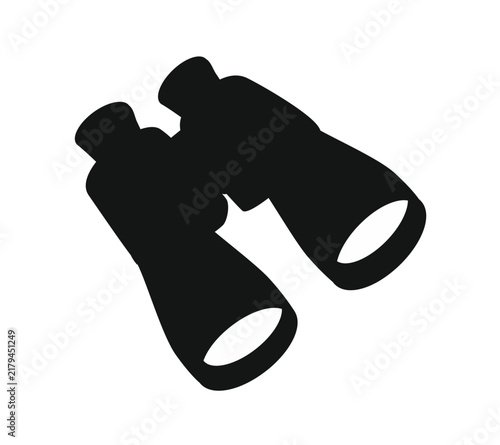 Binoculars icon, black silhouette vector illustration.