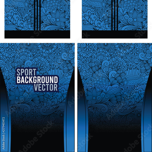 Abstract Blue Floral Paisley Sports Jersey Sublimation Design with Decorative Mandala Pattern