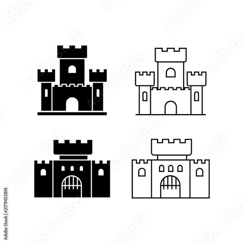 castle icons set