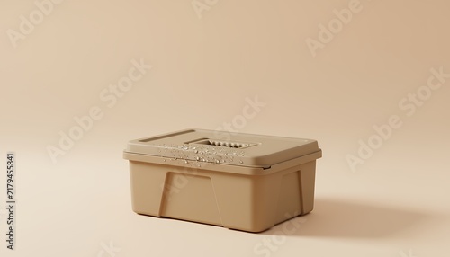 Fototapeta 水滴が付いたベージュの収納ボックス