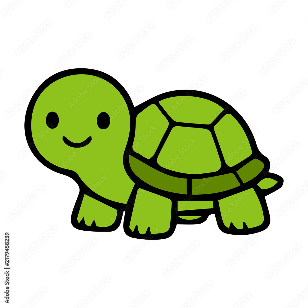 Obraz premium Cute cartoon animal character illustration with simple shapes, funny expression, friendly design, thick black outline, clean vector style, and white background.