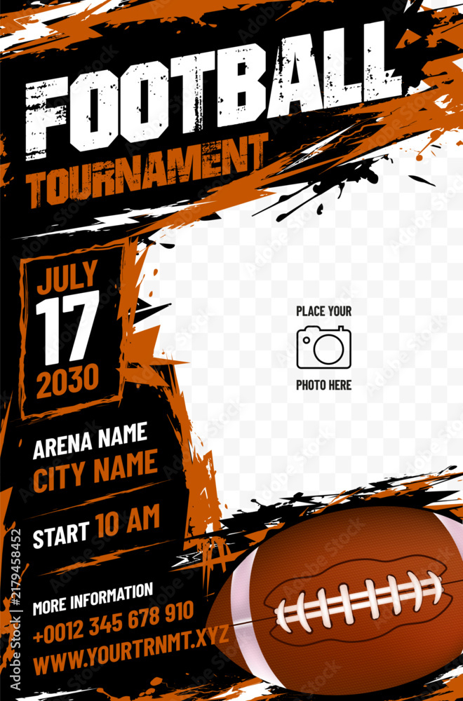 Fototapeta premium American football tournament poster background with place for your photo and text