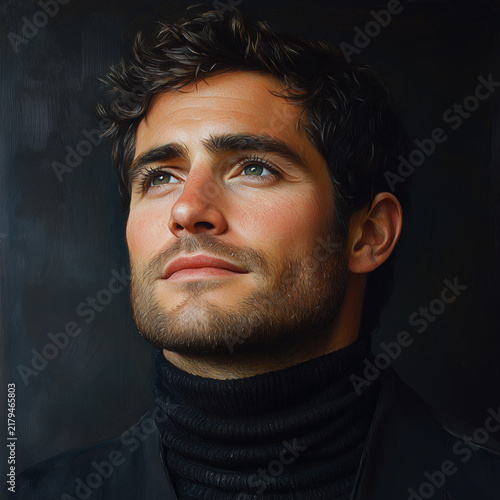 Man with Eyes Closed, Relaxation and Peaceful Meditation Portrait Concept