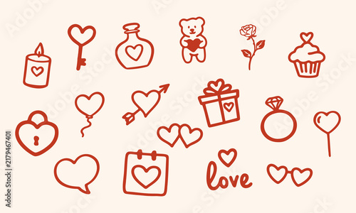 Love And Romance Symbols And Objects Hand Drawn Doodle Icon Set. Romantic Gestures And Affection Sketch Symbol Collection. Valentine'S Day And Relationship Themes. Isolated Vector Illustration