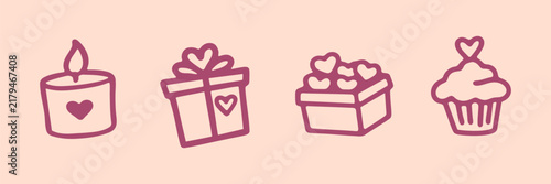 Love And Celebration Symbols Hand Drawn Doodle Icon Set. Romantic Gifts And Party Items Sketch Symbol Collection. Valentine And Romance Theme. Isolated Vector Illustration