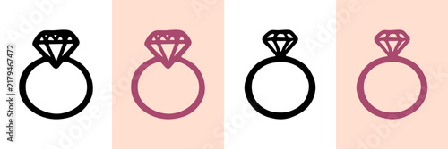 Rings And Diamond Jewelry Hand Drawn Doodle Icon Set. Engagement And Wedding Symbol Sketch Collection. Romantic Gifts And Love Industry. Isolated Vector Illustration