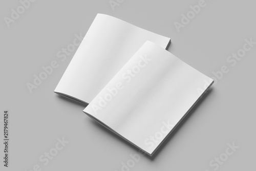two blank vertical letter size workbook softcover in studio shot with soft shadow realistic mockup isolated 3d render
