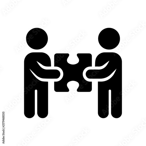 Two People Holding Puzzle Piece For Teamwork Cooperation And Problem Solving Vector illustration