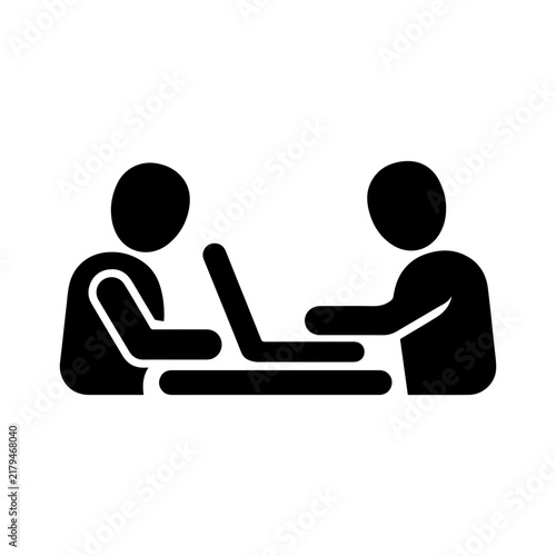 Two People Working On Laptop For Office Cooperation Business And Teamwork Vector illustration