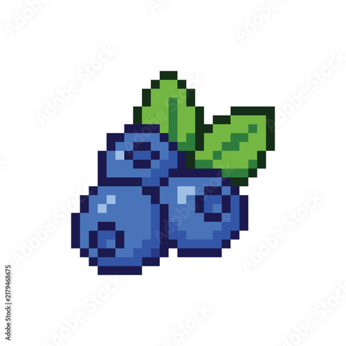 Pixel Art Blueberry Fruit Vector Illustration