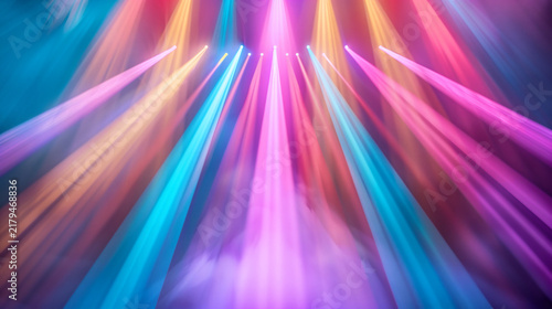 Colorful Party Spotlights and Smoke Stage Lighting Display