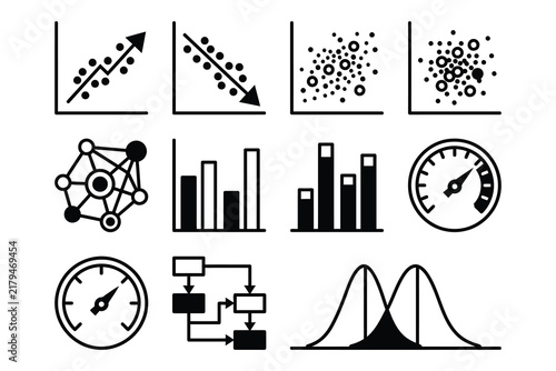 Collection of data visualization and network icons