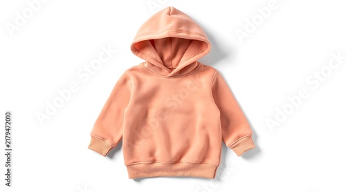 Pastel Orange Baby Hoodie Sweatshirt on White Background.