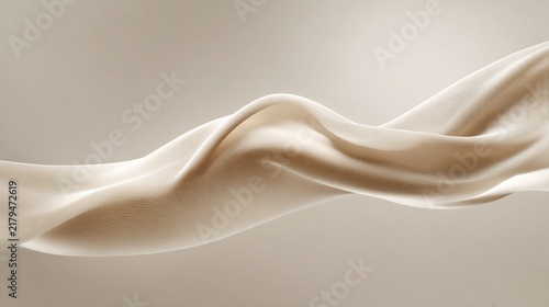 Flowing light beige abstract fabric with subtle wavy lines and elegant texture