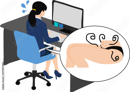 Bild auf Leinwand 仕事中に下着の蒸れがきになるビジネスウーマンのイラスト