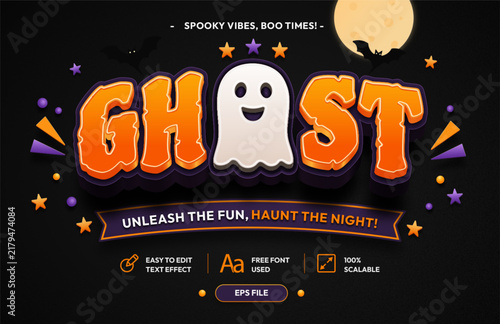 Ghost text, Halloween text effect style template