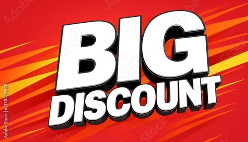 Big discount 3D white text on red speed lines background with 3D text sale promotion shopping deal retail discount white letters action lines sale event promotion sign e commerce store sale