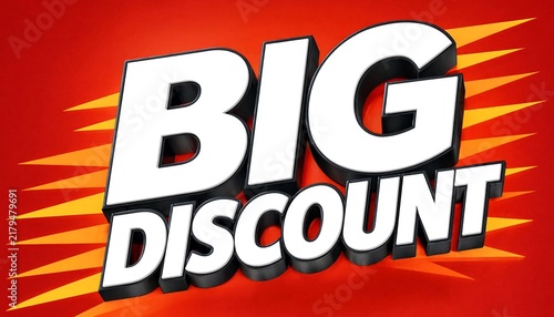 Big discount bold 3D lettering on dynamic red starburst background with 3D lettering sale promotion shopping deal retail discount white letters sale event promotion sign e commerce store sale